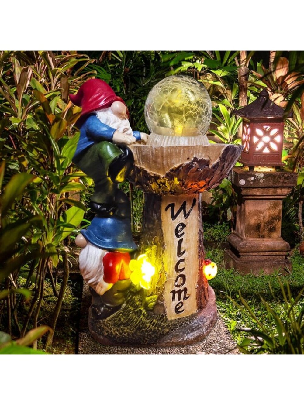 Funny Solar Garden Gnomes Statues with LED Lights - Outdoor Lawn Decor & Gifts
